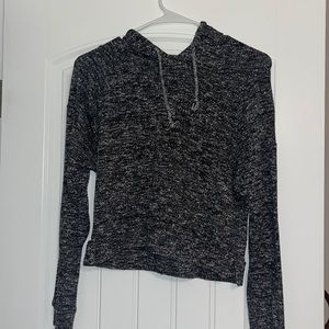 Gray cropped hooded sweater